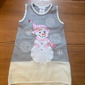Bonnie Jean‎ gray white snowman knit sleeveless girls dress SIZE 4